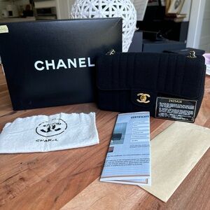 SOLD  Vintage CHANEL Mademoiselle Shoulder Bag 23 Classic FLAP Canvas 24k